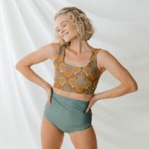 Albion Golden Hour Olivia Swim Crop & Sea Salt Ruched High-Waisted Bottoms XXL